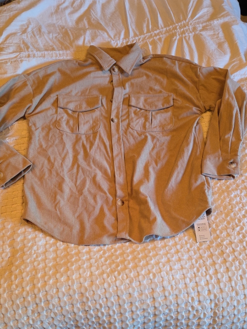 Cupshe Corduroy Button-Down Shirt in Tan